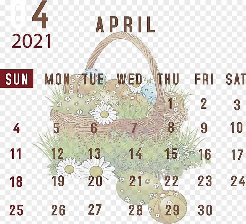 April 2021 Printable Calendar PNG