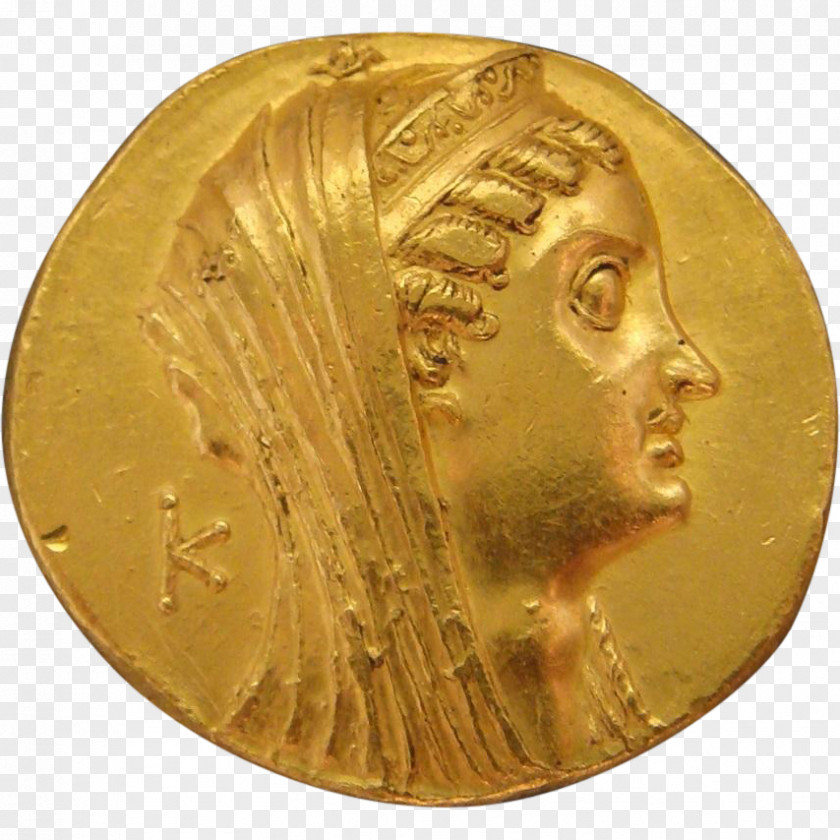 Coin Ancient Egypt Ptolemaic Dynasty Gold Kingdom PNG