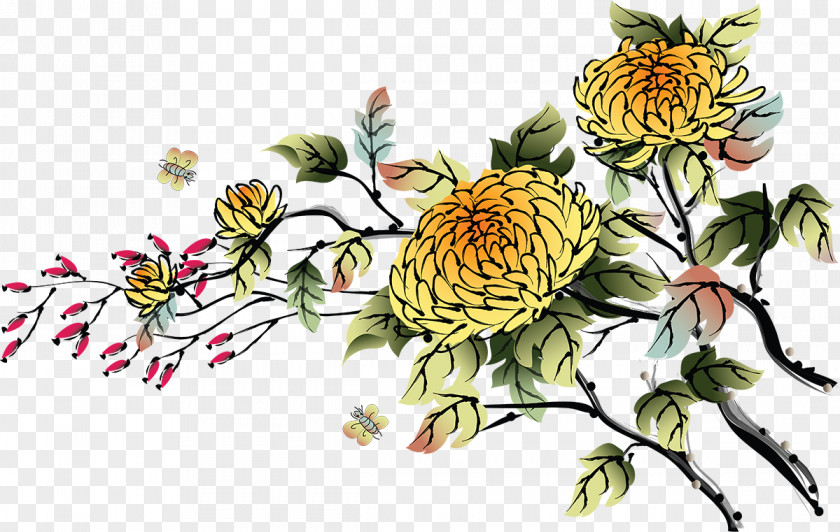 Chrysanthemum Chinese Art Desktop Wallpaper Painting PNG