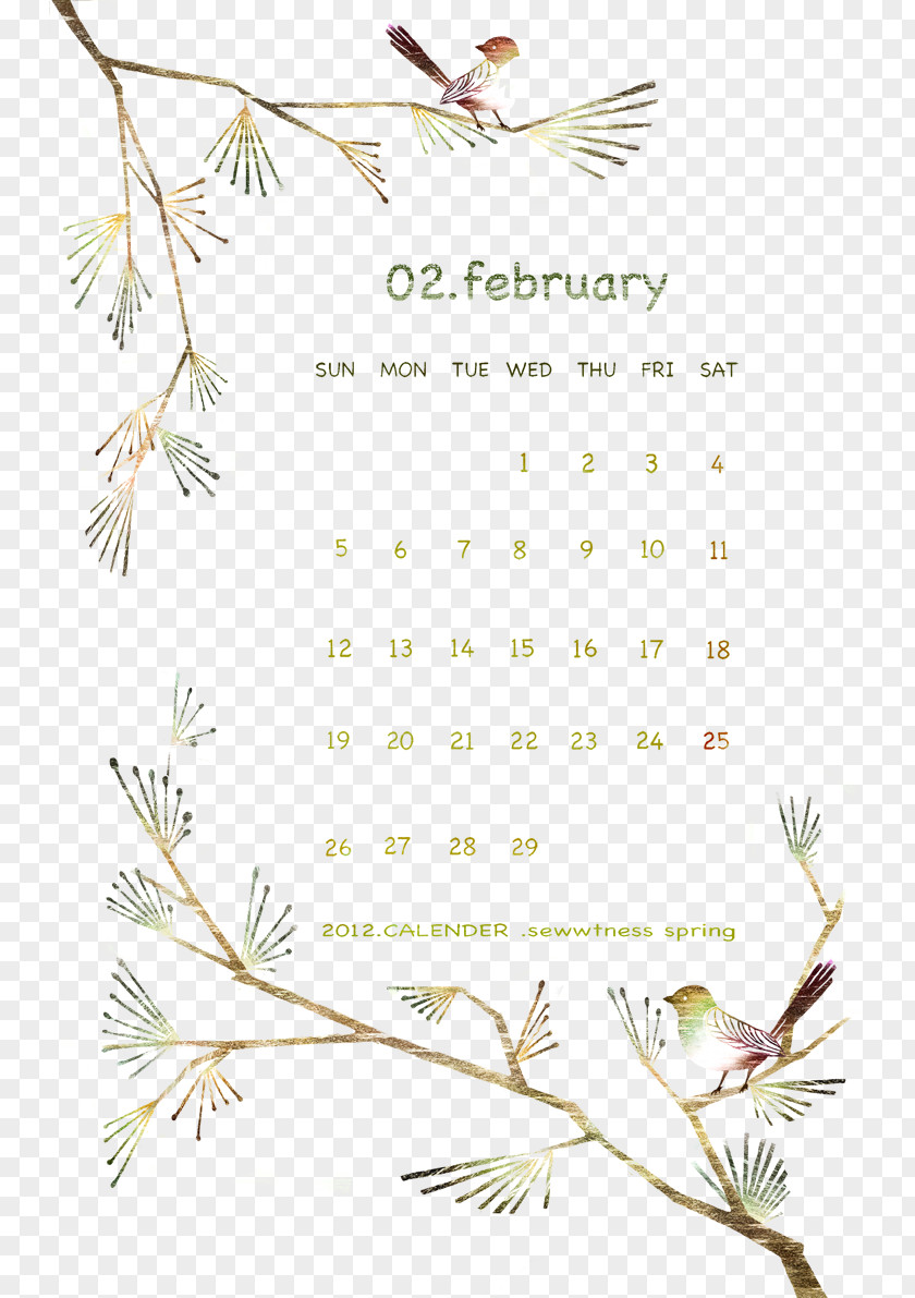February Calendar Illustration PNG