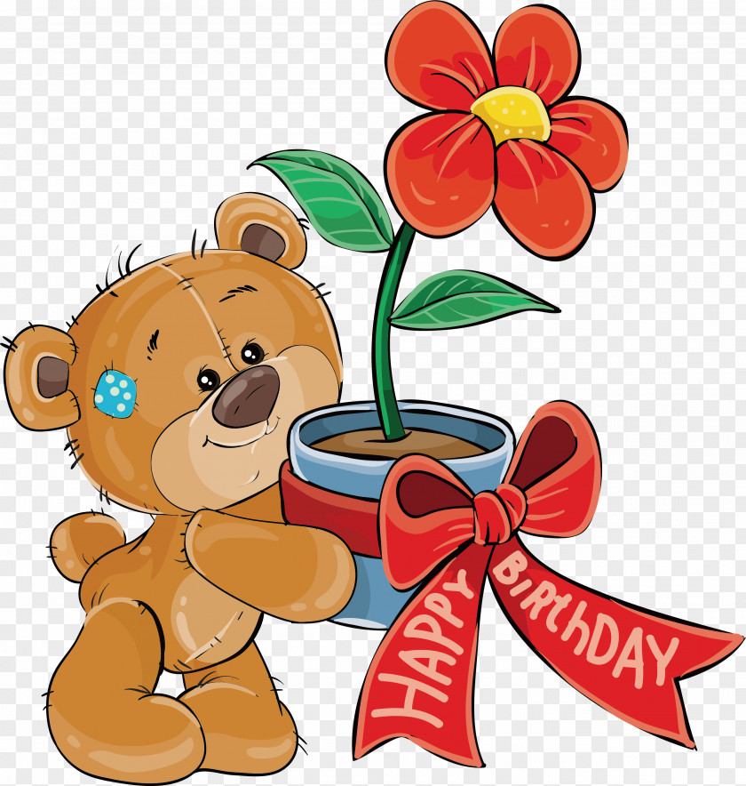 A Bear With Flowerpot PNG