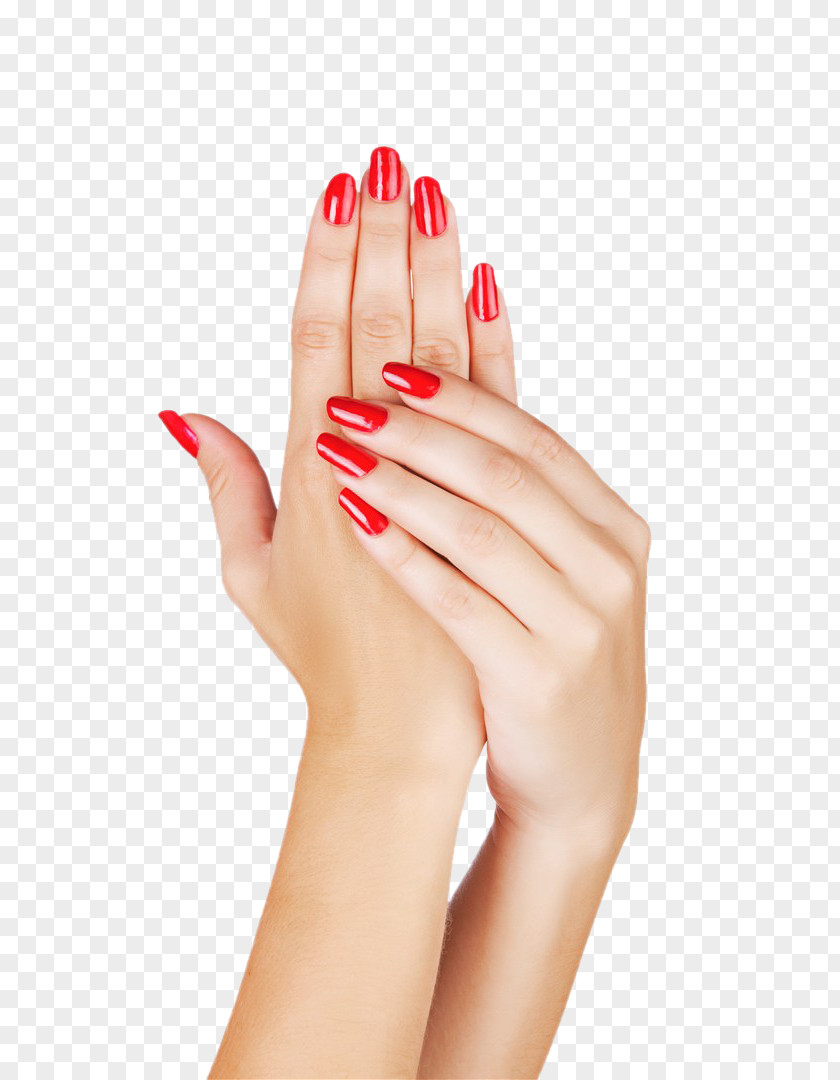 Hands Painted Red Nail Polish Light Manicure Gel Nails PNG