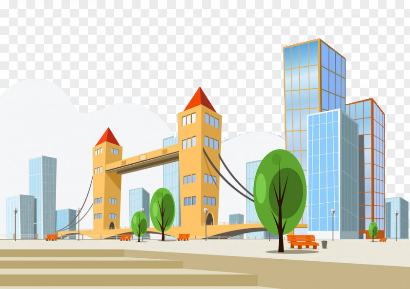 Cartoon City Royalty-free Illustration PNG