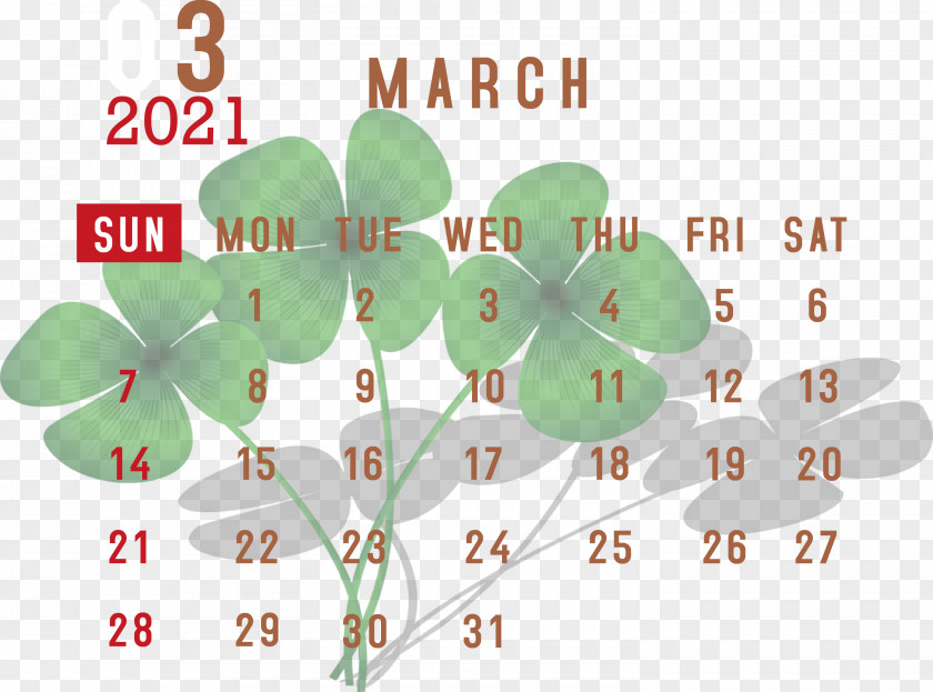 March 2021 Printable Calendar PNG