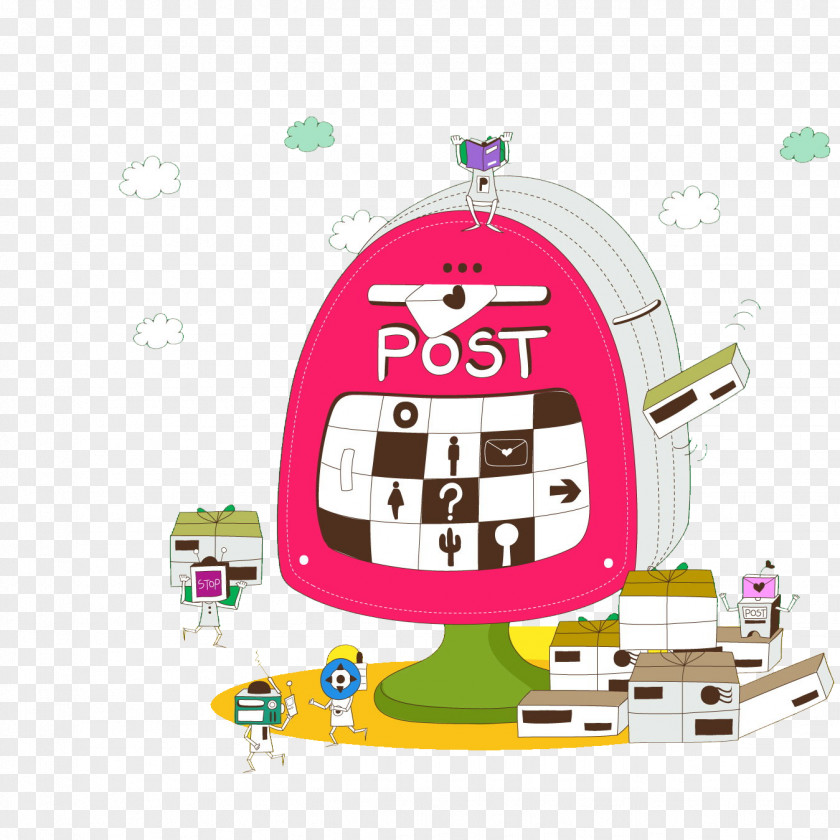 Comics House Cartoon Post Box Logistics Illustration PNG