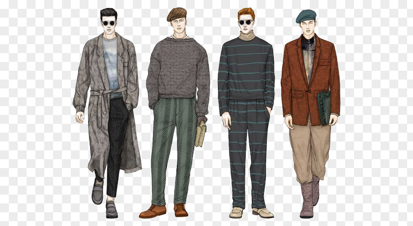 Men Fall And Winter Outfit Chanel Fashion Illustration Drawing PNG