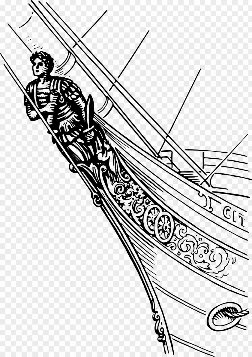 Seabed Drawing Figurehead Line Art Ship PNG