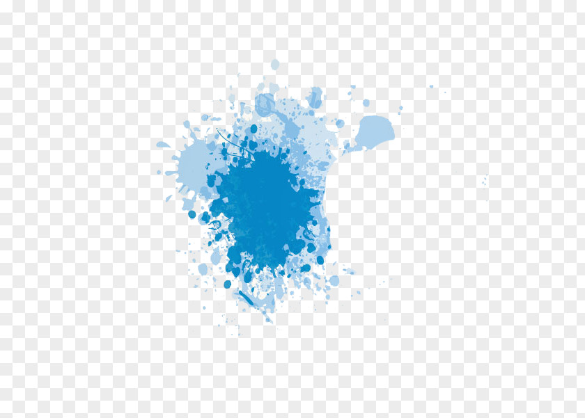 Blue Gradient Water Droplets Splash Ink PNG