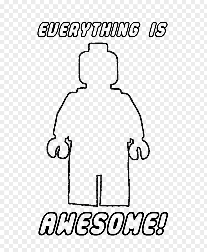 Lego Man Black And White T-shirt Emmet Minifigure Everything Is AWESOME!!! PNG