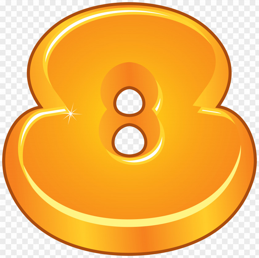 Orange Cartoon Number Eight Clipart Image PNG