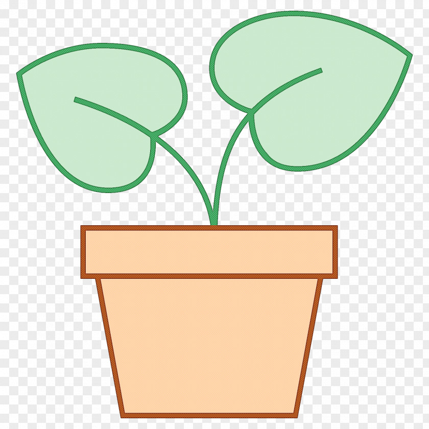 Green Flowerpot Leaf Line Font PNG