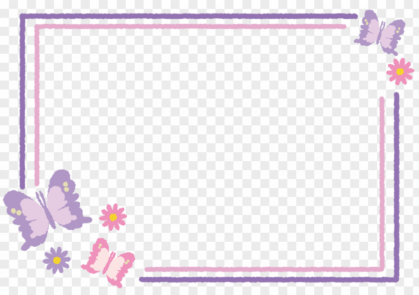 Simple Purple Border Butterfly Decoration PNG