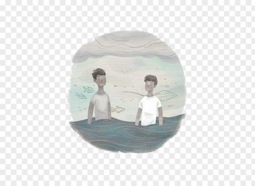 Hand-painted Buddies Playing In The Sea Margot & Me Illustration PNG