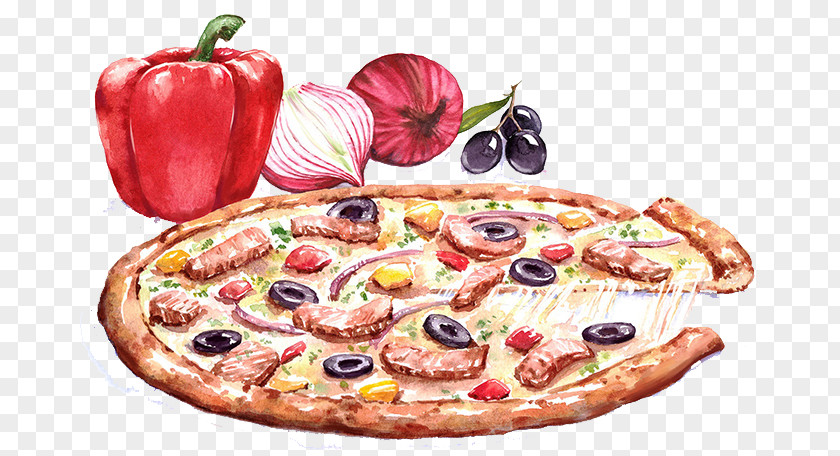The Pizza Did Not Taste Italian Cuisine Drawing Watercolor Painting PNG
