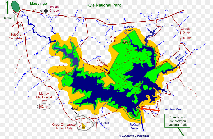 National Boundaries Lake Mutirikwe Masvingo Great Zimbabwe Bow Kyle PNG