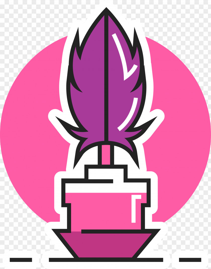 Pink Ink Plush Pen Fountain Quill Feather PNG