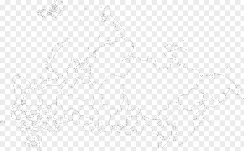 Russia White Line Art Blank Map Sketch PNG