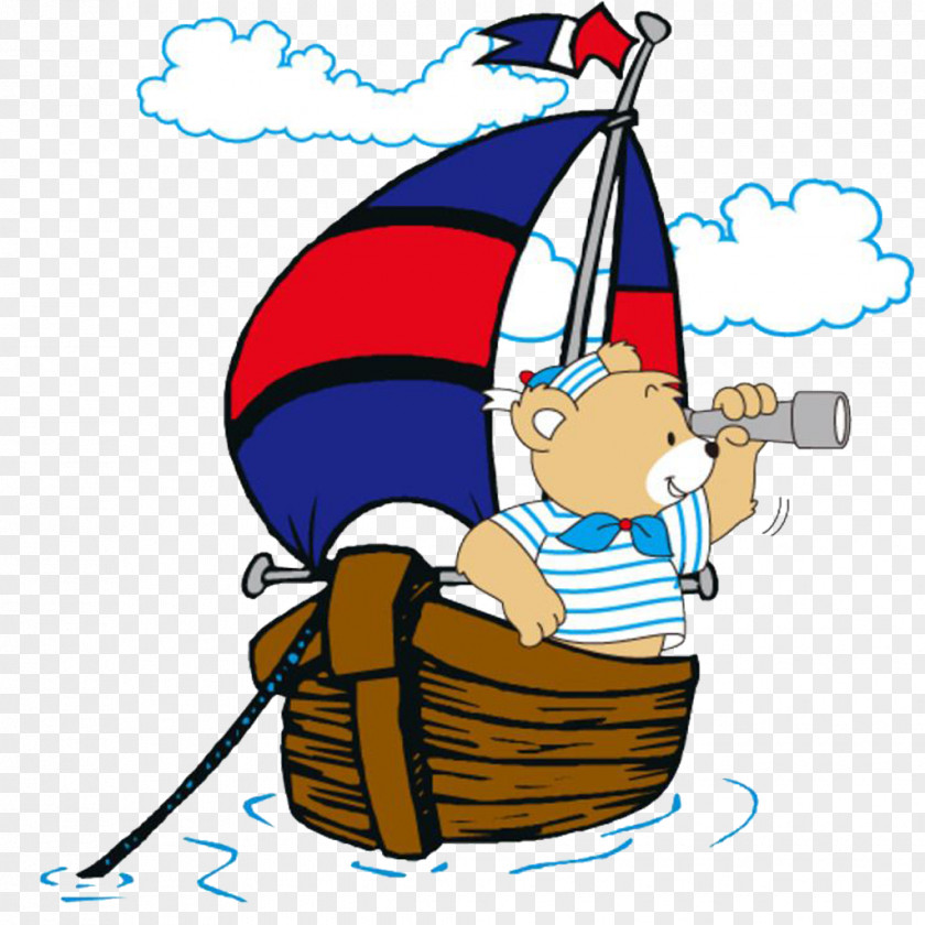 Sailing Ship Cartoon Illustration PNG