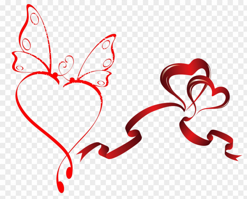 Valentine's Day Love Butterfly Heart Clip Art PNG