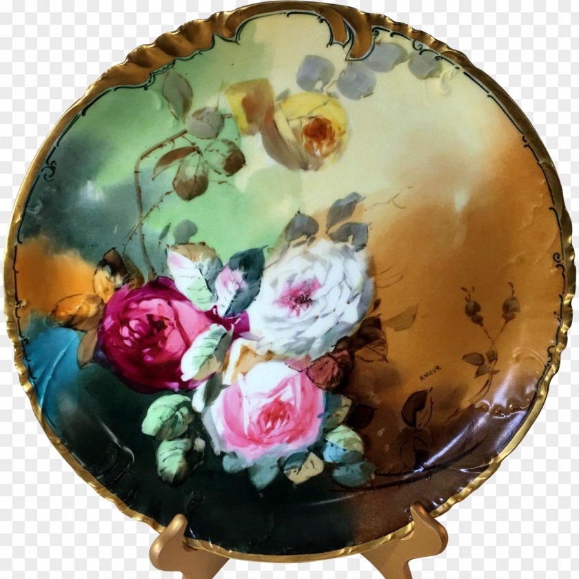 Plate Limoges China Painting Art PNG