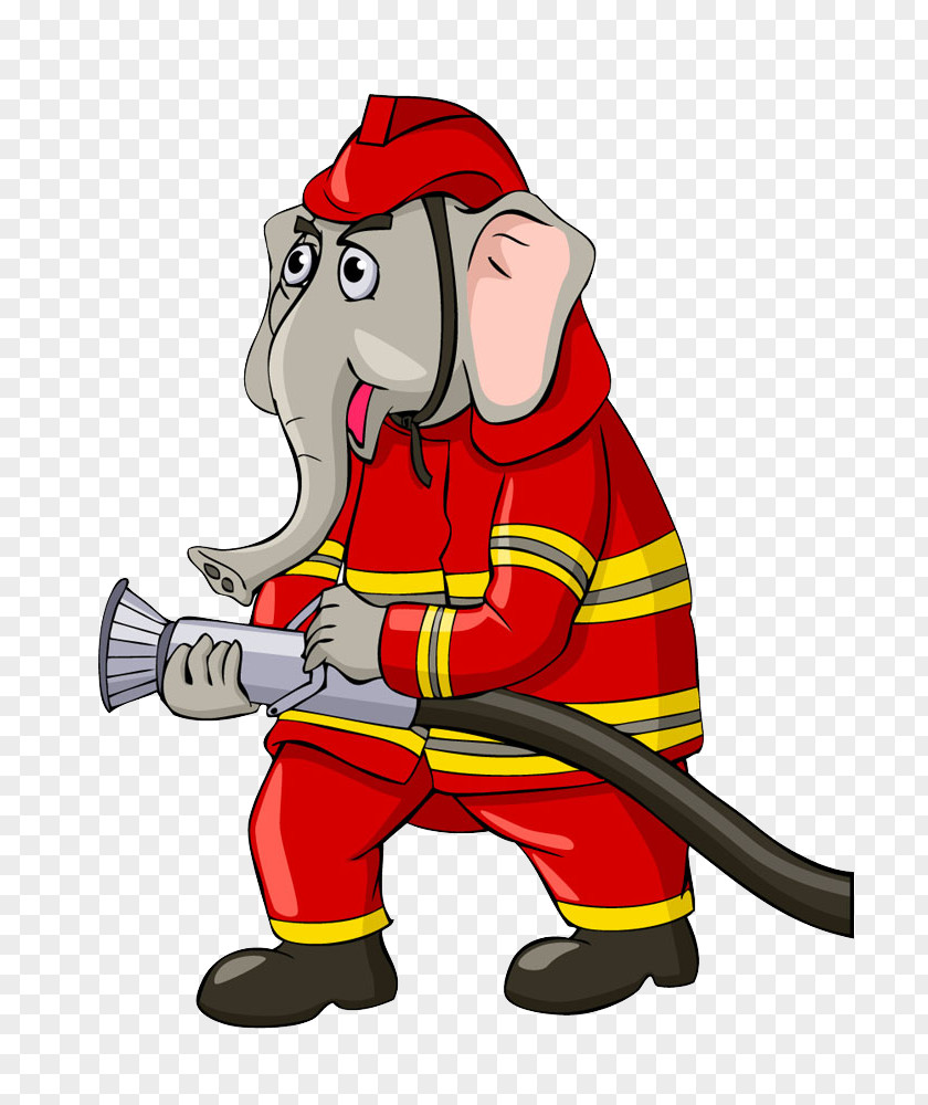 Elephant Fireman Image [ Firefighter Cartoon Royalty-free Clip Art PNG