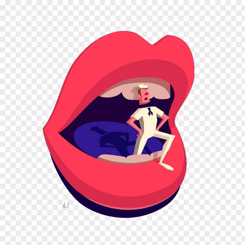 Flat Cartoon Flaming Lips New York City Lip Illustration PNG