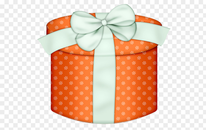 Orange Round Gift Box With White Bow Clipart Wrapping Clip Art PNG