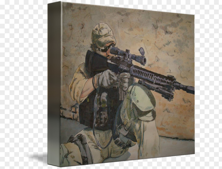 Painting Sniper Watercolor Canvas Print PNG