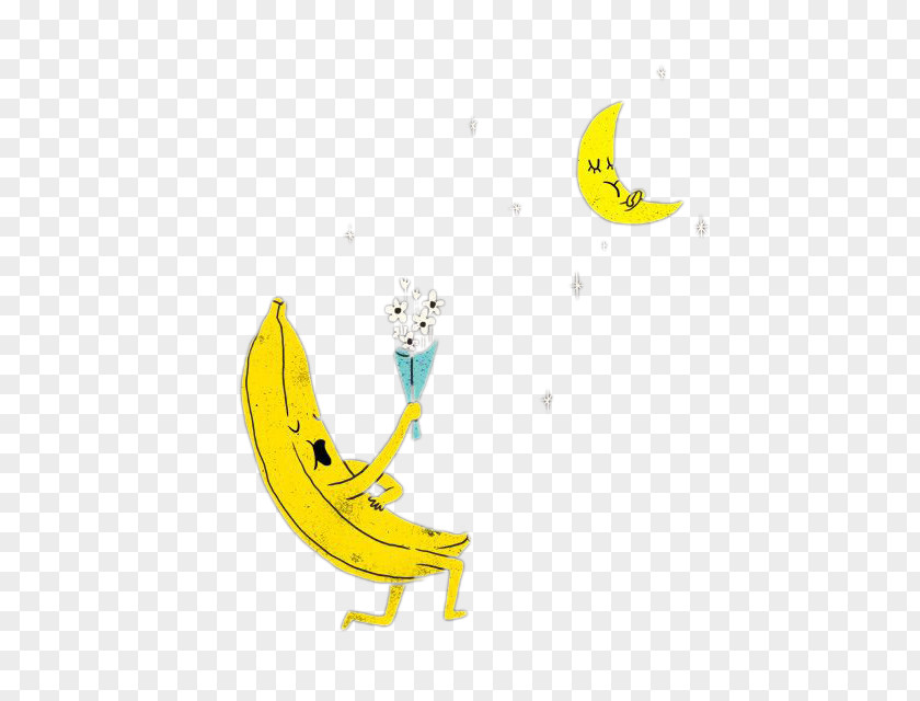 Banana Moon To Courtship Cartoon PNG