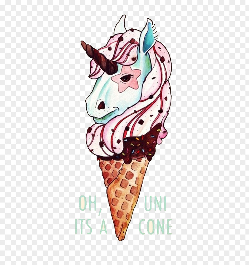 Unicorn Ice Cream Cone Sundae Chocolate PNG