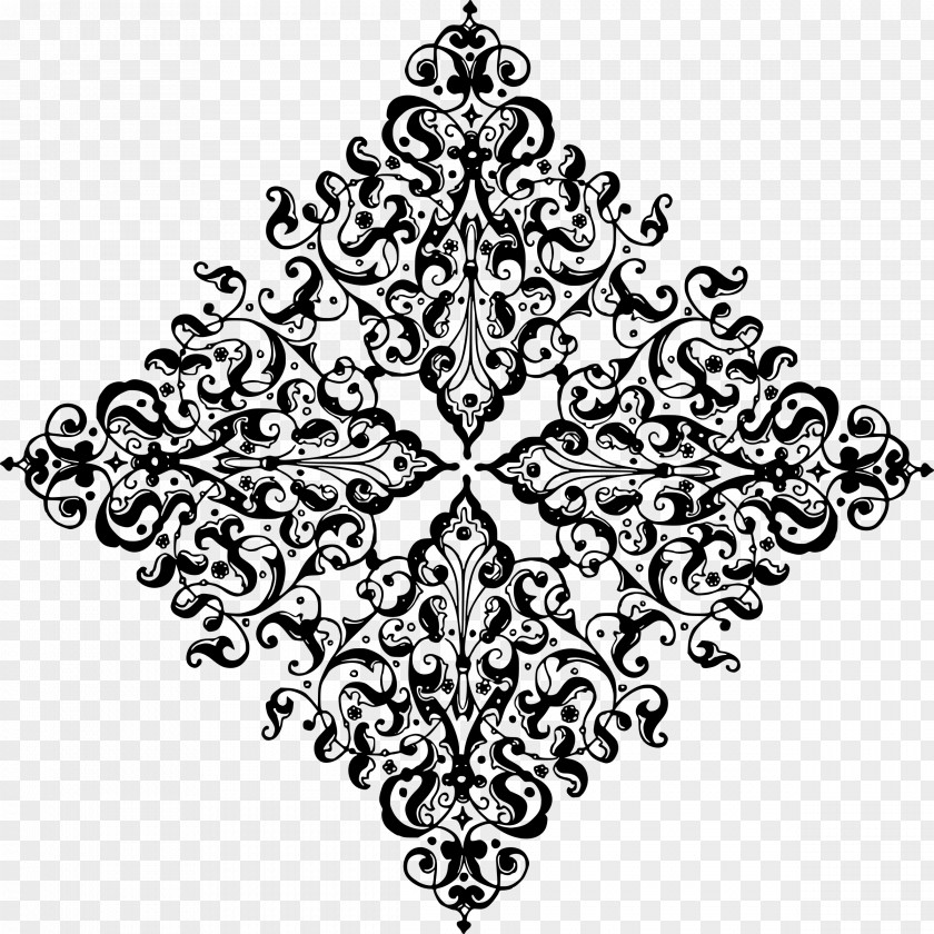 Floral Design Black And White Ornament Drawing PNG