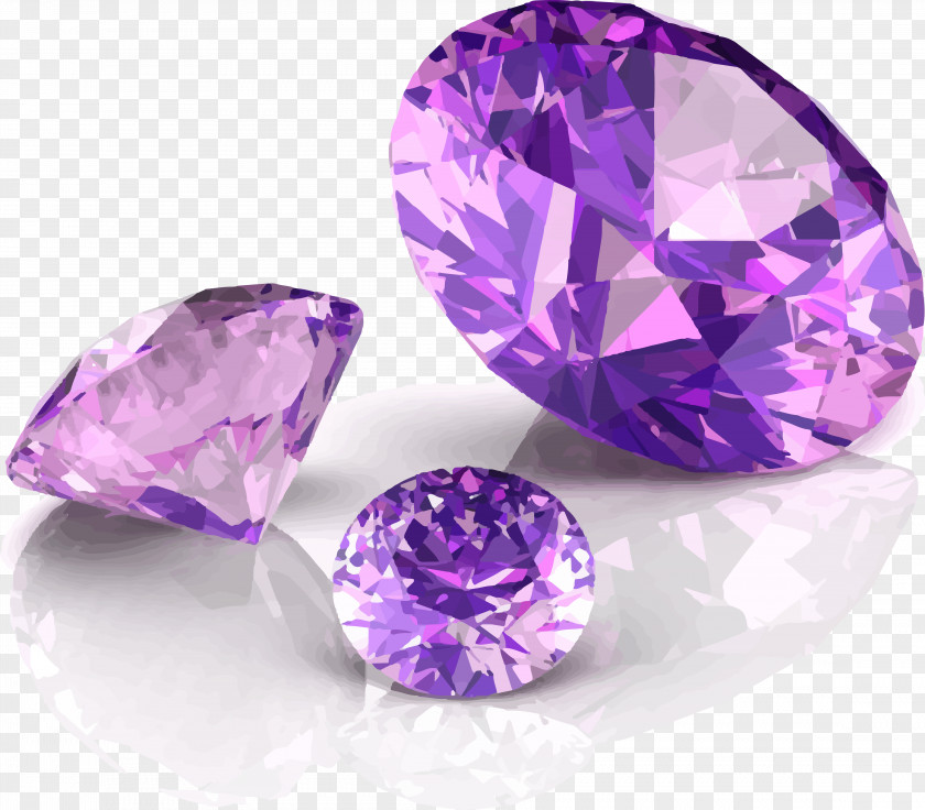 Purple Vector Diamond Diagram Amethyst Gemstone Jewellery Birthstone Quartz PNG