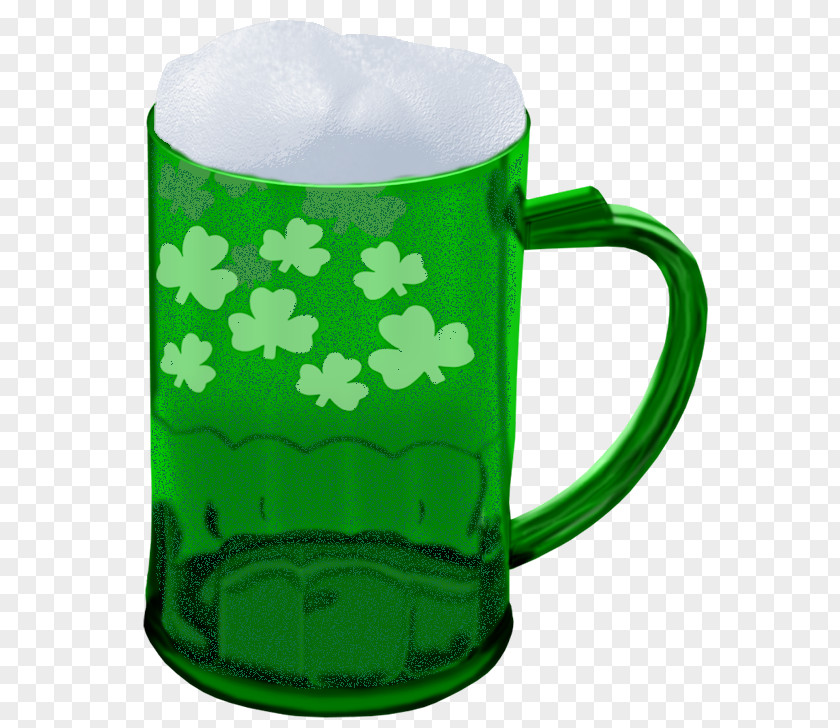 St Patrick Green Beer With Shamrocks PNG Picture Glassware Saint Patrick's Day Drink PNG