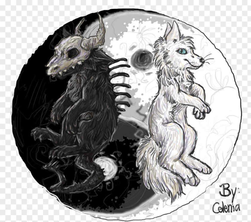 Yin-yang Symbol Gray Wolf Drawing Yin And Yang Dhole PNG