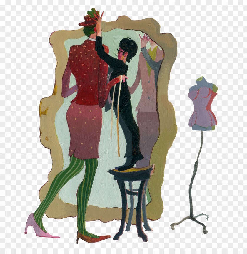 Creative Illustration Of A Woman Dressed Cartoon Mirror PNG
