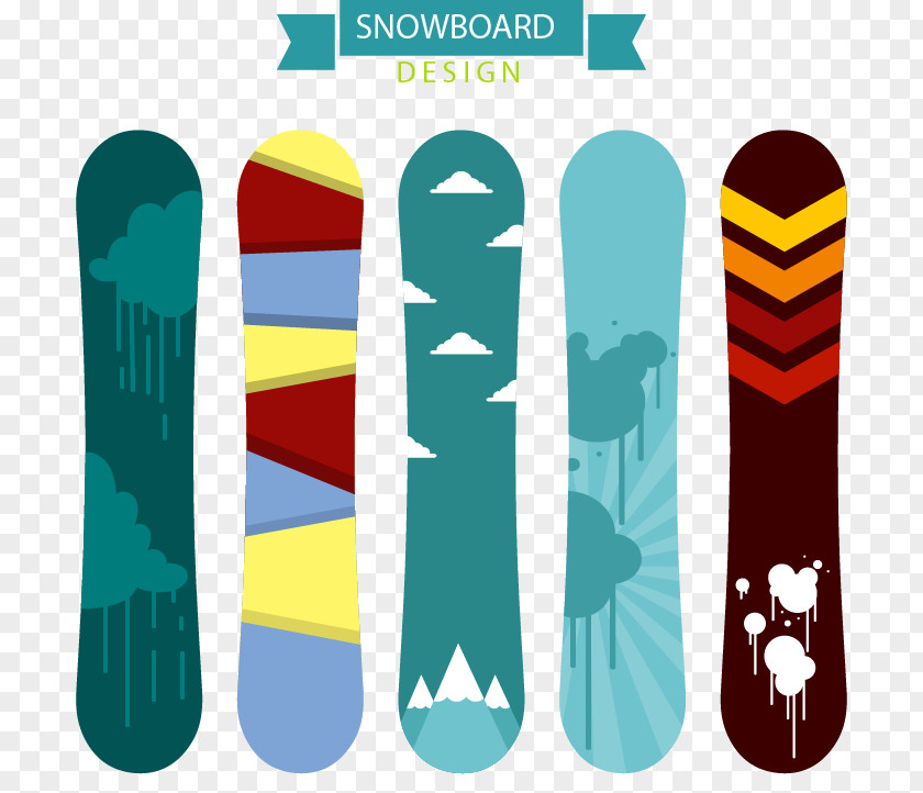 Five Snowboard Design Snowboarding Skiing Winter Sport PNG