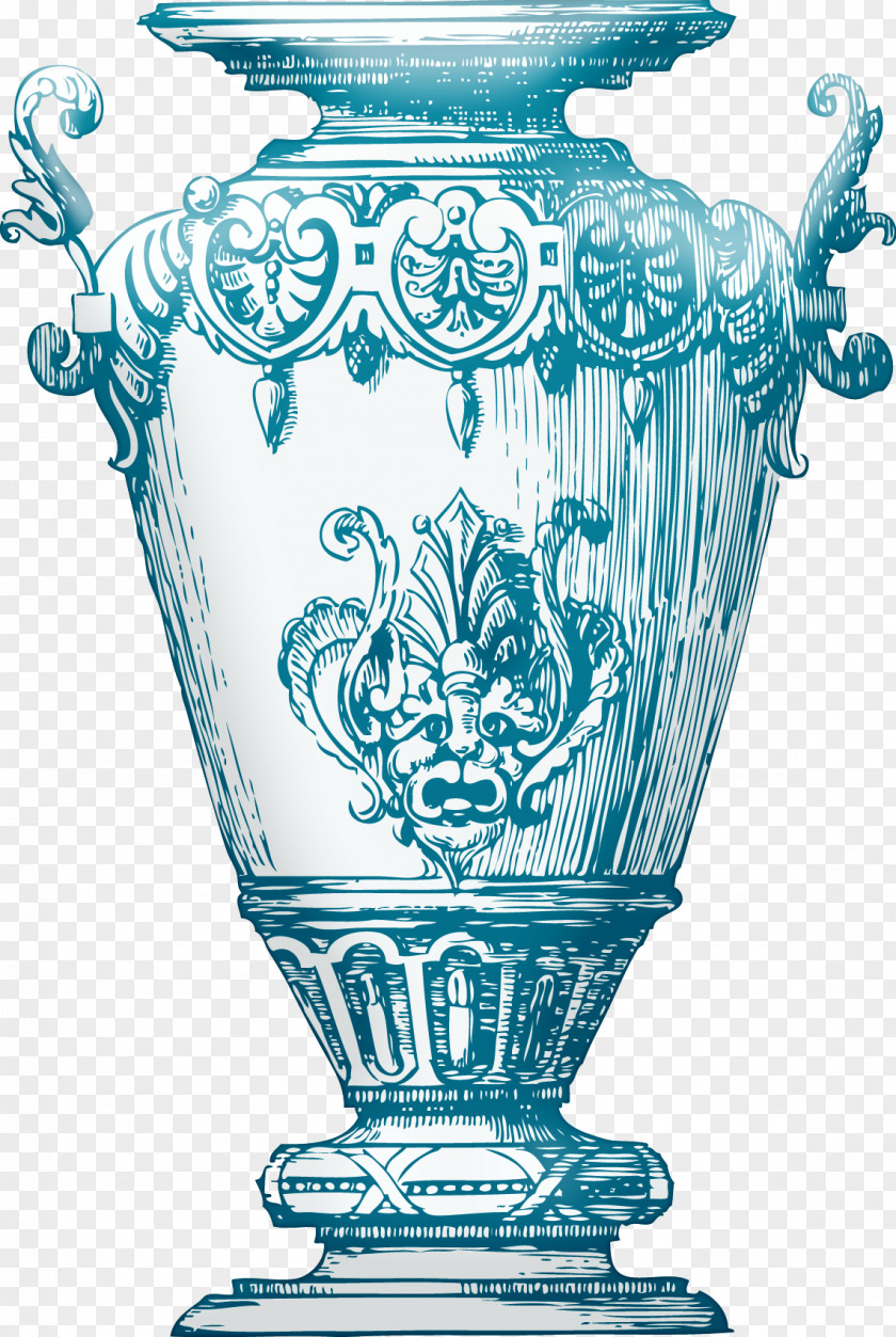 Blue Print Jar Antique Ornament Decorative Arts Drawing PNG
