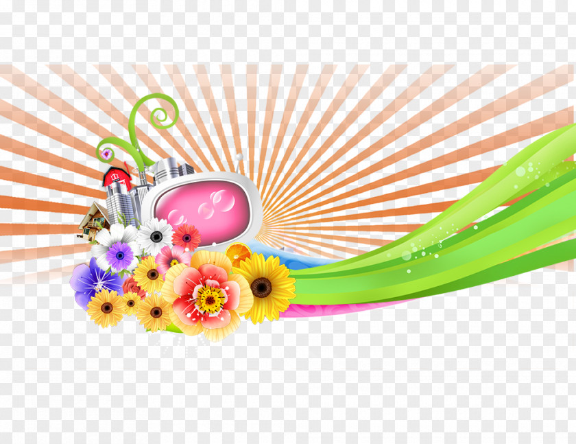 Colorful Flowers City Download PNG