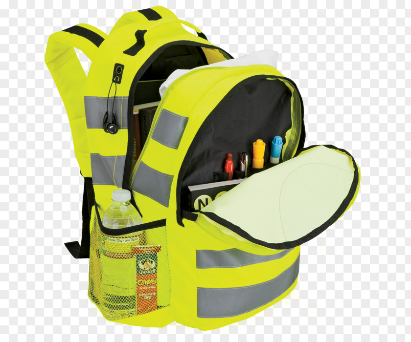 Neon Yellow Backpack Bag Safety Personal Protective Equipment Suitcase PNG