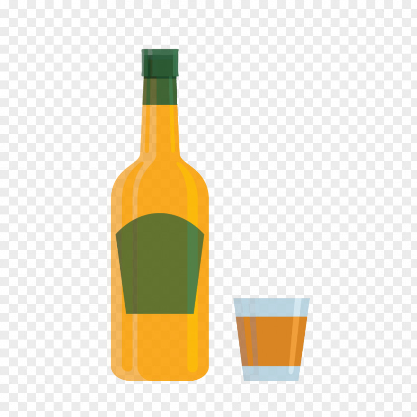 Cartoon Vector Cup And Wine Bottle Whisky Vodka Cocktail Liqueur PNG