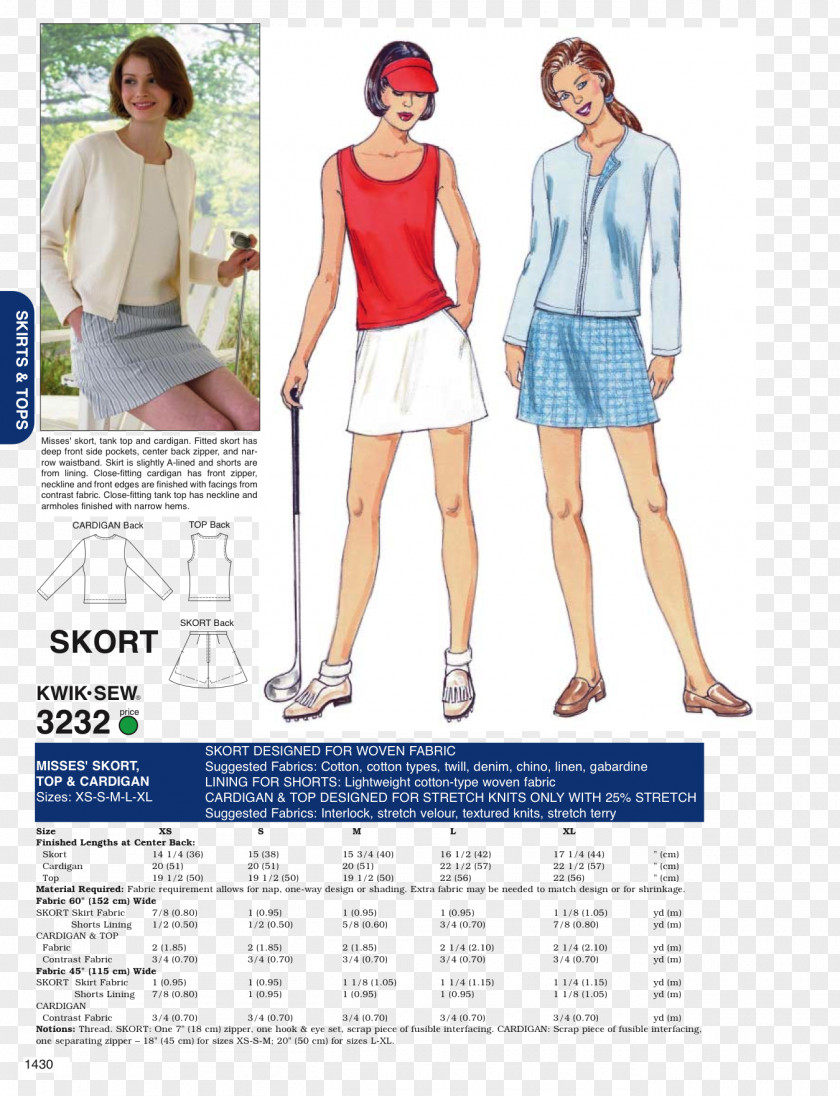 Sewing Pattern Shorts Sleeve Skort Top PNG