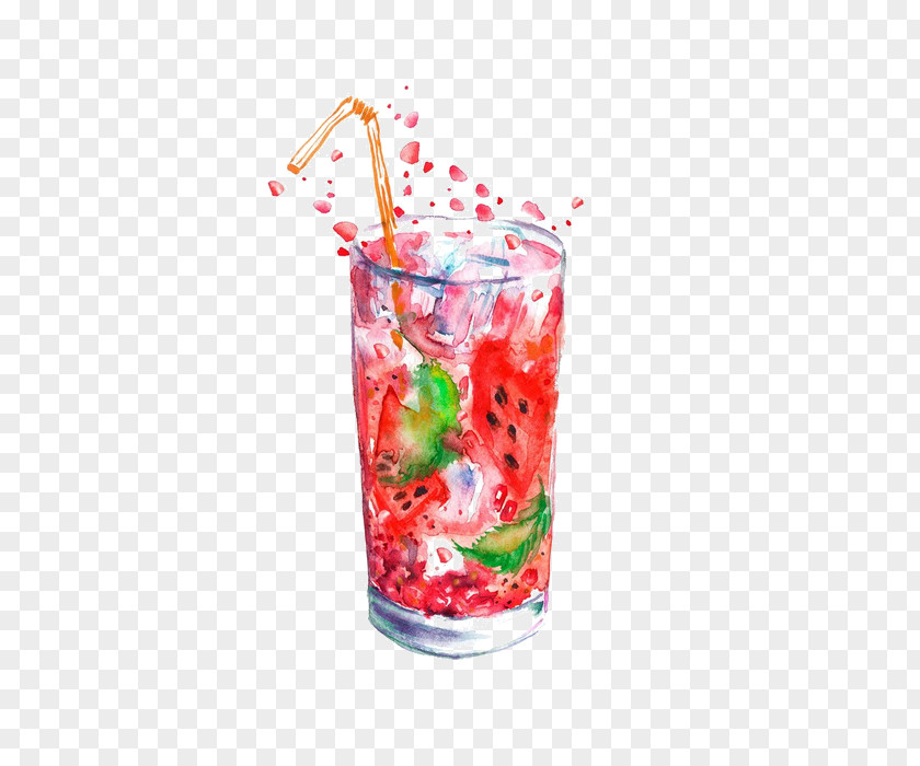 Watermelon Juice Cocktail Drawing Illustration Image Sticker PNG