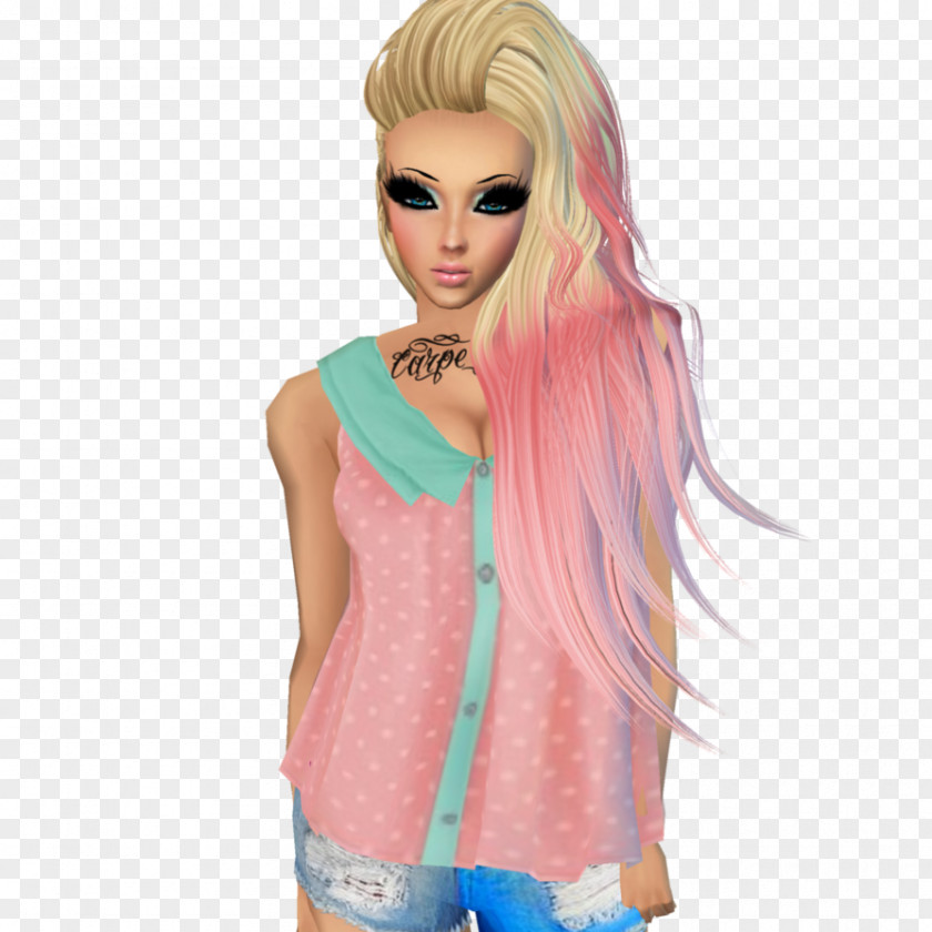 Barbie Blond Brown Hair Pink M PNG