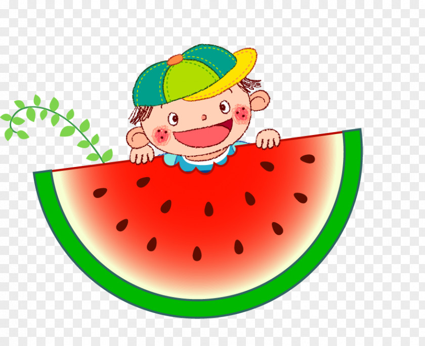 Little Boy Eating Watermelon Child Clip Art PNG