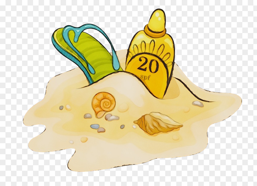 Yellow Fruit Beach Drawing Cartoon Bottle Sand PNG