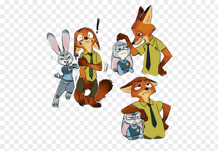 Crazy Animal City Nick Wilde Lt. Judy Hopps Fan Fiction Animated Cartoon Art PNG