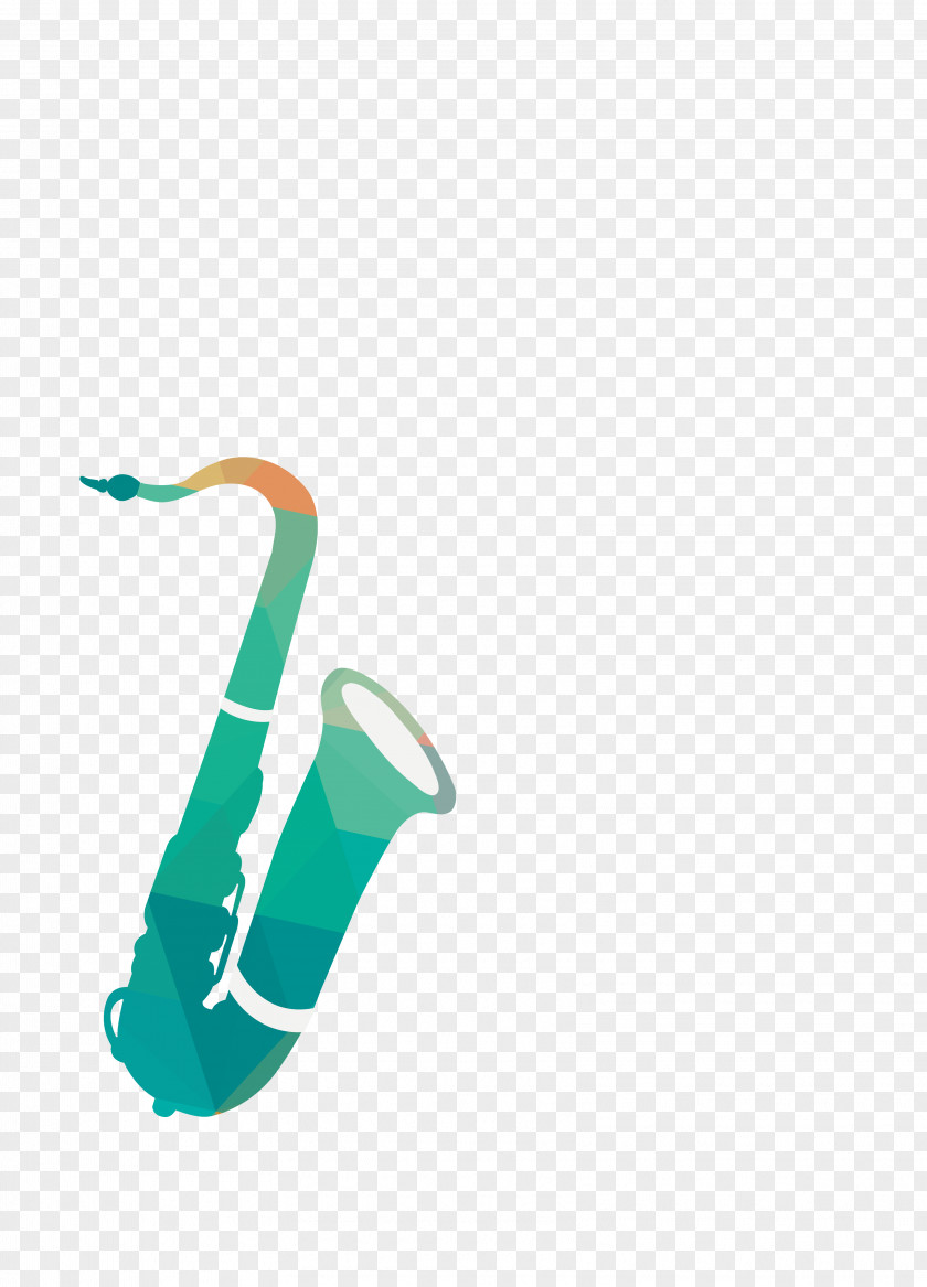 Vector Painted Green Saxophone Musical Instrument PNG