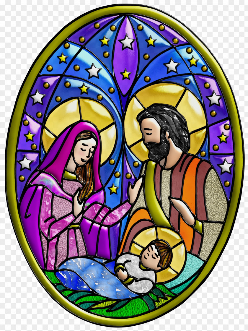 Interior Design Window Stained Glass Nativity Scene PNG