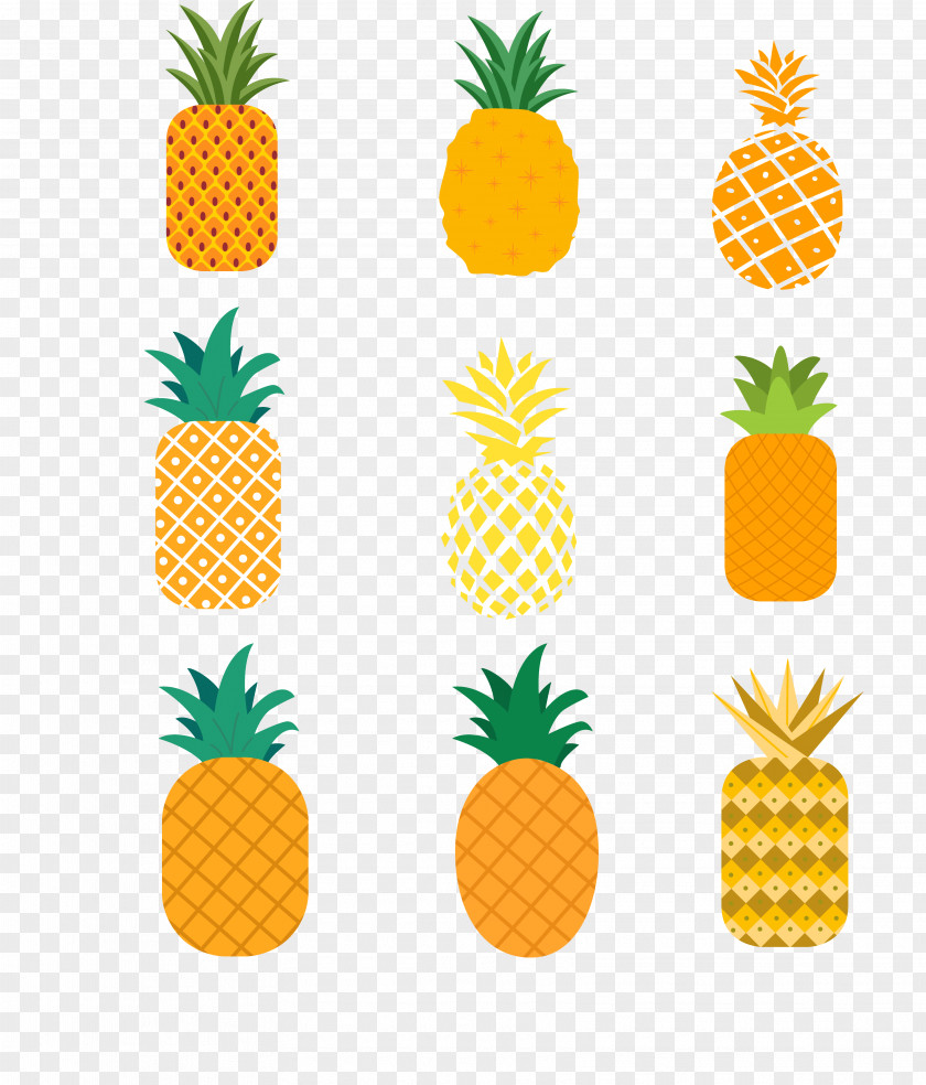 Pineapple Set Yellow Fruit PNG