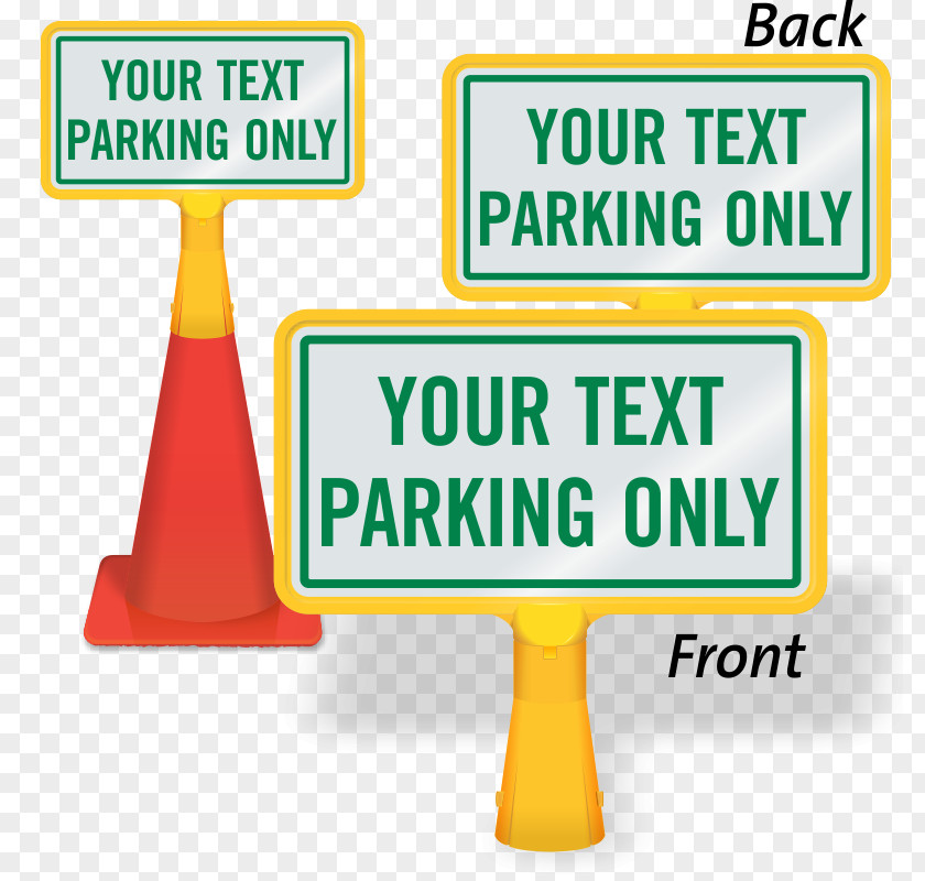 Traffic Cone Holder Sign Signage Valet Parking Brand PNG